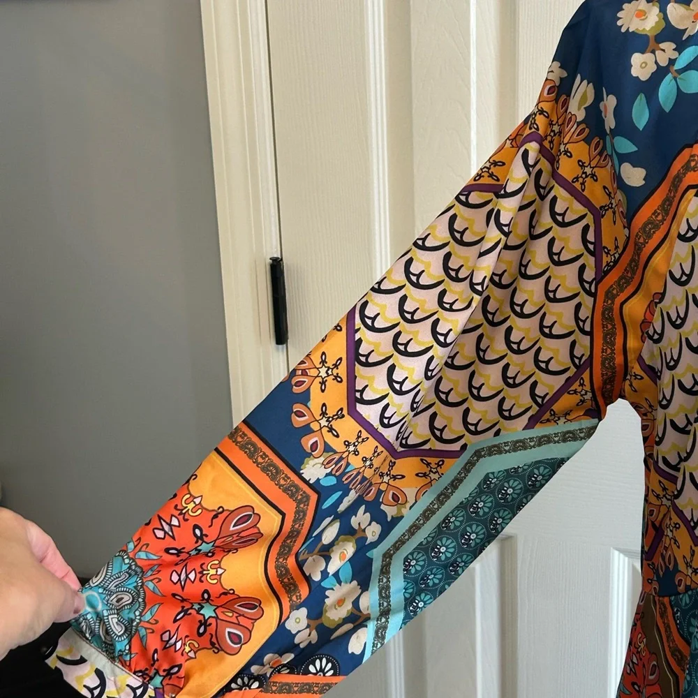 Colorful v-neck boho Maxi Dress nwt - Picture 4 of 6
